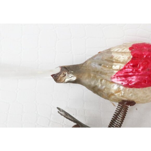 Antique Mercury Glass Bird Clip On Long Neck Bird Ornament  Christmas Ornament - Picture 5 of 6